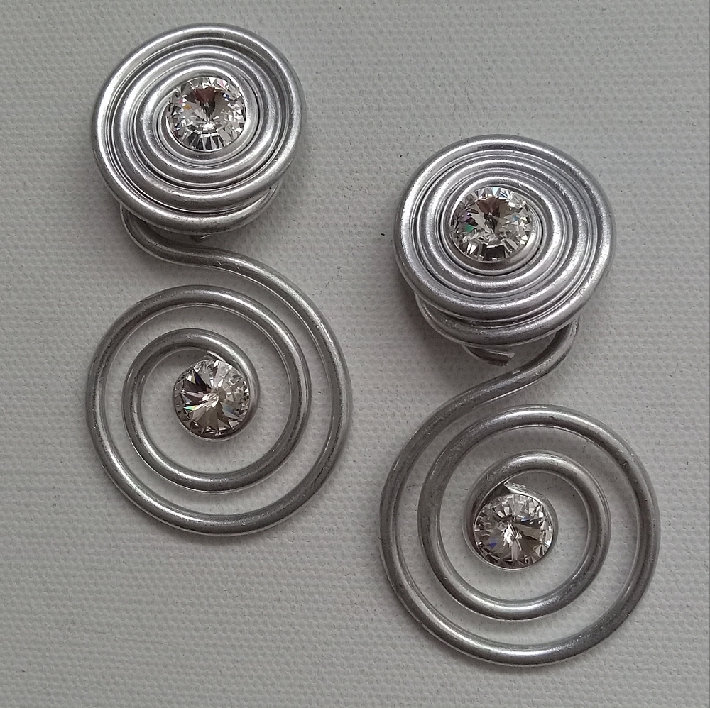Handmade Jeff Lieb Swarovski clip earrings